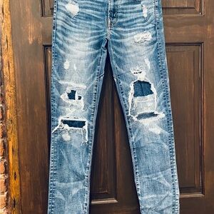 Distressed Blue Jeans